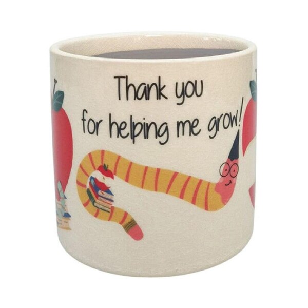 Urban Bookworm Thank You Stoneware Outdoor Planter Pot 12x11cm Red