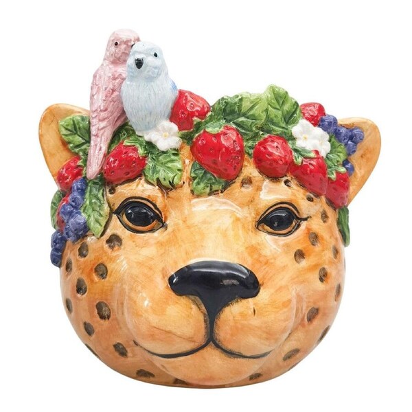 Urban Ceramic Jungle Cheetah Outdoor Planter Pot 17cm Orange