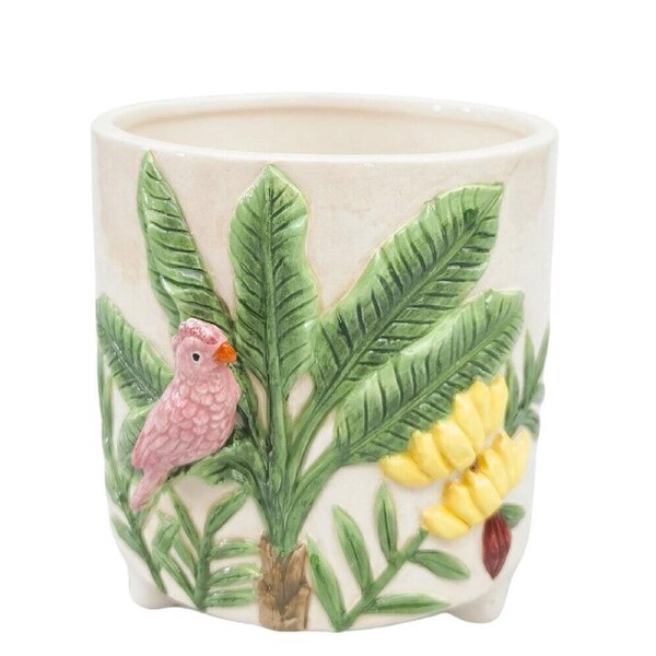 Urban Ceramic Jungle Outdoor Garden Planter Pot 15cm Beige/Green