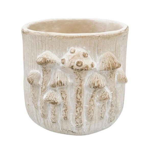 Urban Ceramic Fable Toadstool Outdoor Planter Pot Medium 16x19cm Bisque