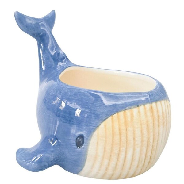 Urban Ceramic Reef Whale Outdoor Garden Planter Pot 17x13cm Blue