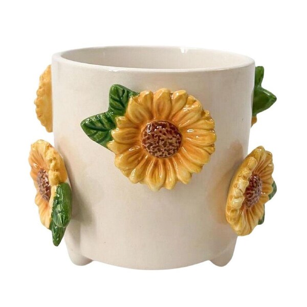 Urban Ceramic Sunflower Outdoor Planter Pot 13cm Yellow/Beige