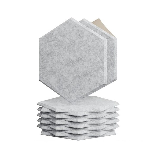 iDeer Life Acoustic Foam 12PCS Sound Absorbing Panels Wall Tiles (Hexagon Shape- Light Grey)