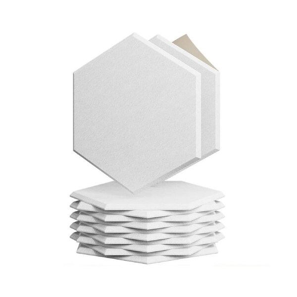 iDeer Life Acoustic Foam 12PCS Sound Absorbing Panels Wall Tiles (Hexagon Shape- White)
