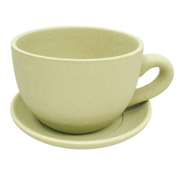 Urban Ceramic Rendered Teacup Outdoor Planter Pot 19x10cm Sage Green