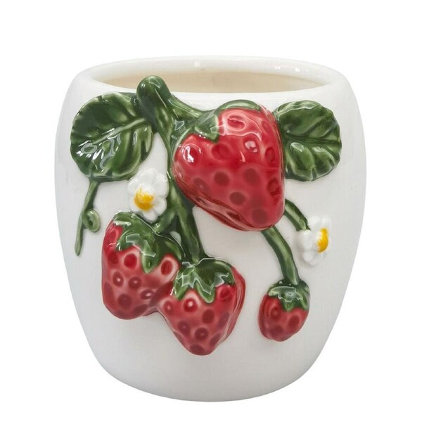 Urban Ceramic Strawberry Outdoor Planter Pot 12x13cm Red/White