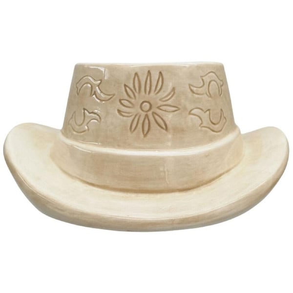 Urban Ceramic Cowboy Hat Outdoor Garden Planter Pot 20x9cm Tan