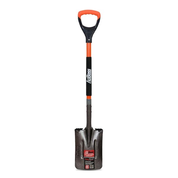 AgBoss Multi Purpose Post Hole Square Shovel With D Handle Orange and Black