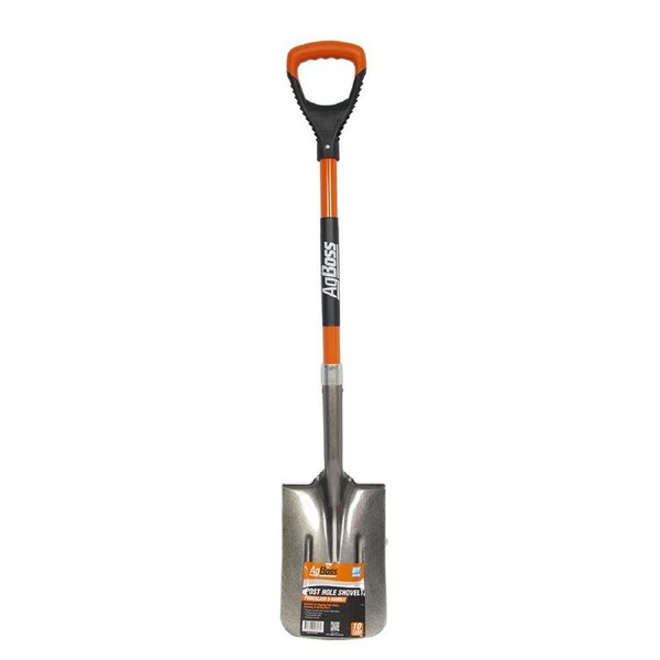 AgBoss Multi Purpose Post Hole Shovel With D Handle Orange and Black