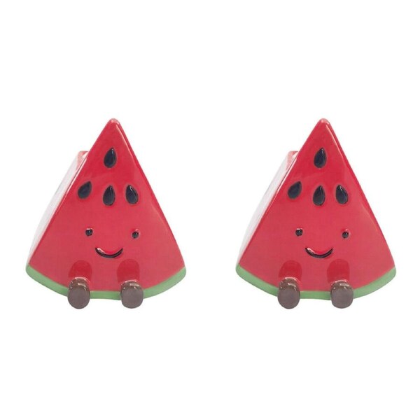 2PK Urban Ceramic Winnie Watermelon Friends Vessel Decorative Vase 12x11cm Red