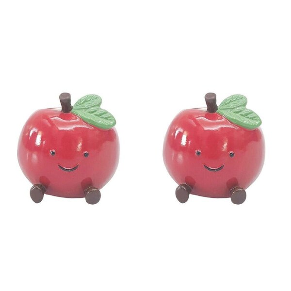 2PK Urban Ceramic Annie Apple Friends Vessel Decorative Storage Vase 10x11cm Red