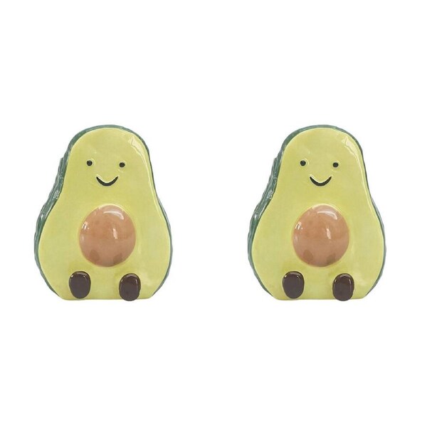 2PK Urban Ceramic Aimee Avocado Friends Vessel Decorative Vase 12x10cm Green