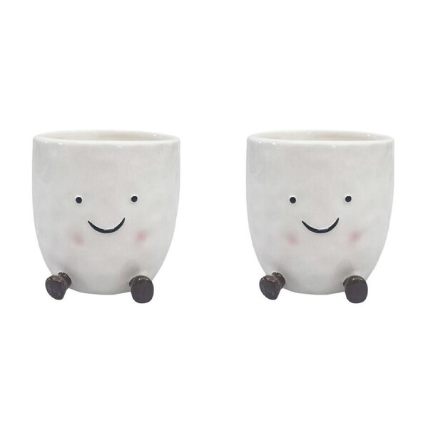 2PK Urban Ceramic Sweetie Pie Friends Vessel Decorative Storage Vase 11cm White