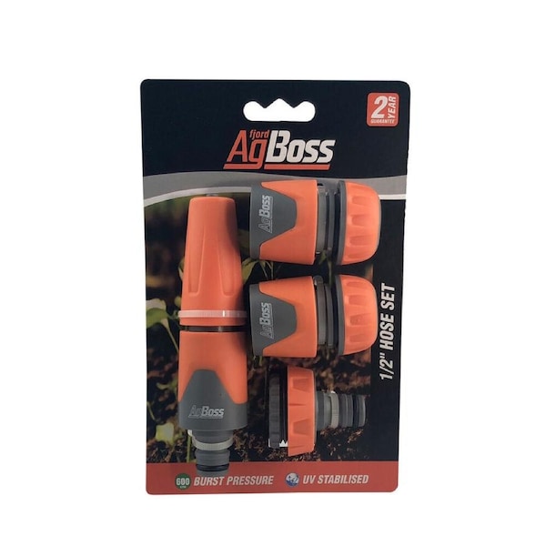 4pc AgBoss Gardening Hose Connector WIth Spray Nozzle Set 1/2 Inch
