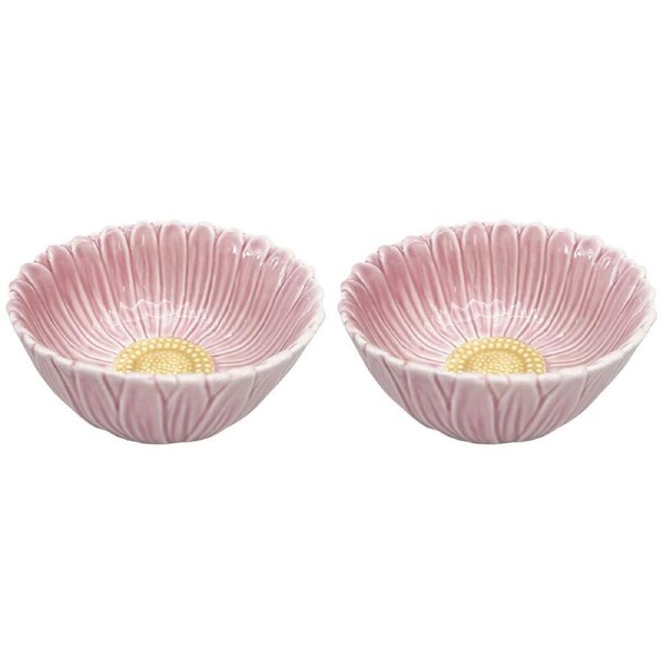 2PK Urban Ceramic Round Flower Serving Table Bowl 16x7cm Pink/Yellow