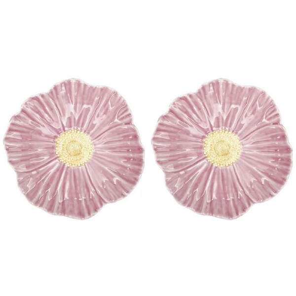 2PK Urban Ceramic Round Flower Serving Plate Dish 20cm Pink/Yellow