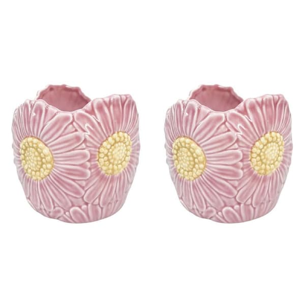 2PK Urban Ceramic Flower Outdoor Garden Planter Pot 12x14cm Pink
