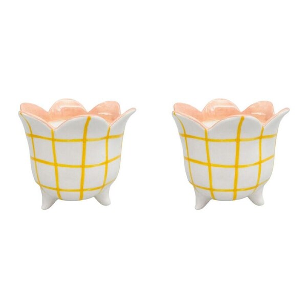 2PK Urban Ceramic Halcyon Outdoor Planter Pot 15x13cm Peach/Yellow