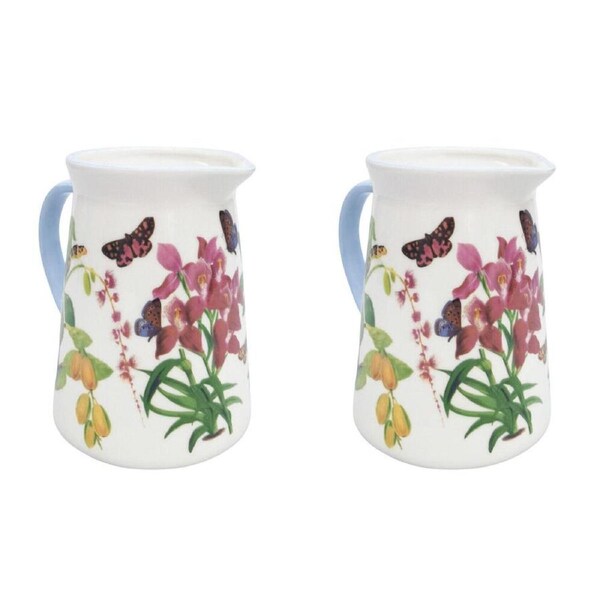 2PK Urban Ceramic Botanicals Pitcher Beverage Serving Jug 15x16cm Green