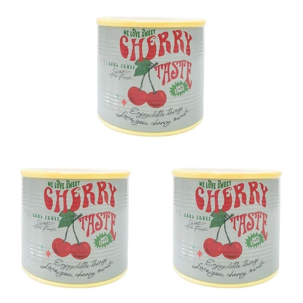 3PK Urban Ceramic Cherry Taste Can Outdoor Planter Pot 12x14cm Sage Green