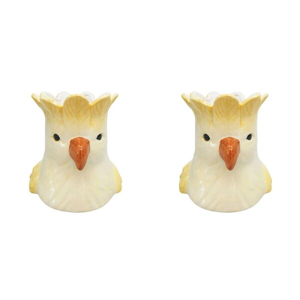 2PK Urban Ceramic Perdy Parrot Outdoor Planter Pot 14x13cm Yellow