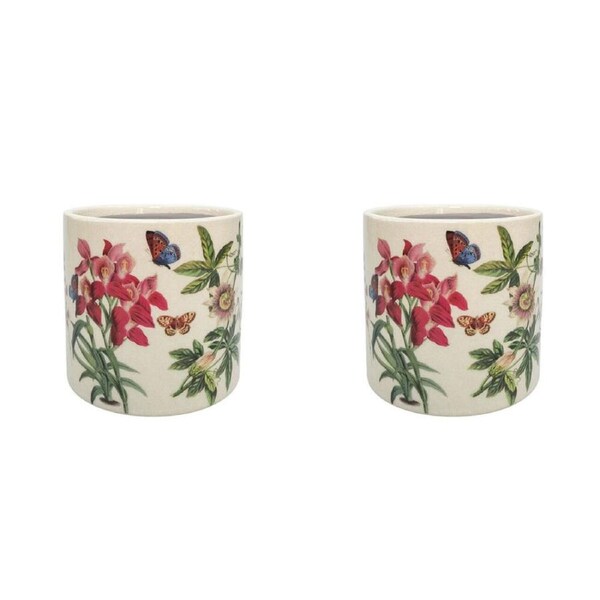 2PK Urban Botanicals Stoneware Outdoor Planter Pot 12x11cm Green