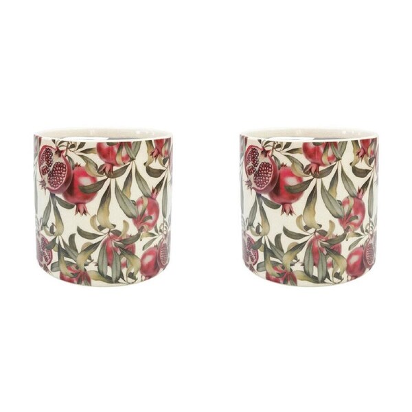 2PK Urban Pomegranate Stoneware Outdoor Planter Pot 14x13cm Green/Red