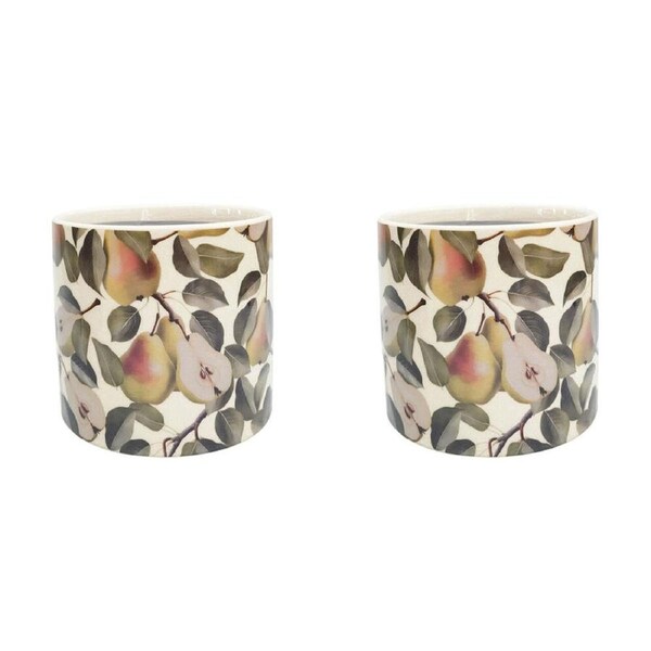2PK Urban Pear Stoneware Outdoor Garden Planter Pot 14x13cm Green