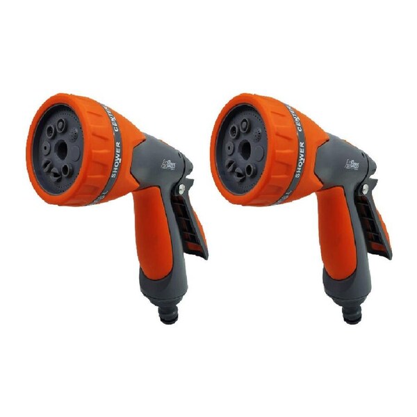 2PK AgBoss 8-Pattern Adjustable Gardening Spray Gun Orange and Black