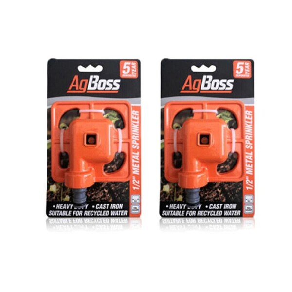 2PK AgBoss Heavy Duty Square Sprinkler Made W/ Durable Cast Iron 1/2 Inch Orange