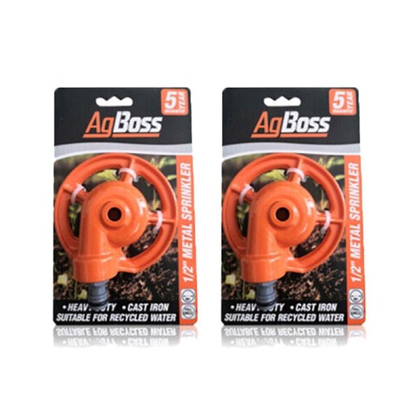 2PK AgBoss Heavy Duty Round Sprinkler Made W/ Durable Cast Iron 1/2 Inch Orange