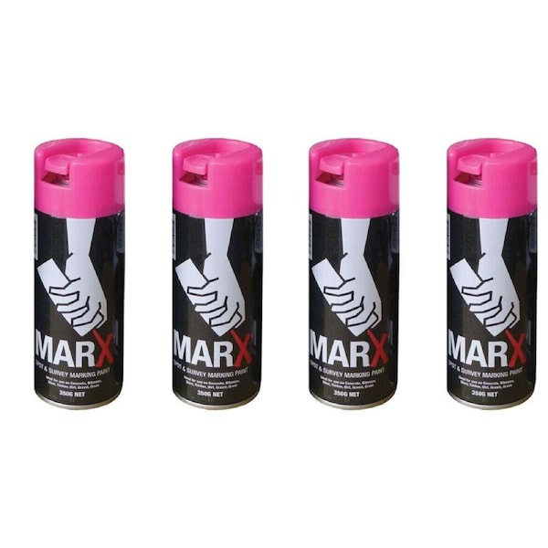 4PK AgBoss Marx Spot and Survey Construction Spray Paint Can 350g Fluro Pink