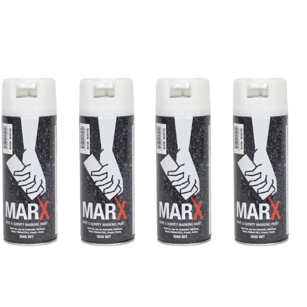 4PK AgBoss Marx Spot and Survey Construction Spray Paint Can 350g White