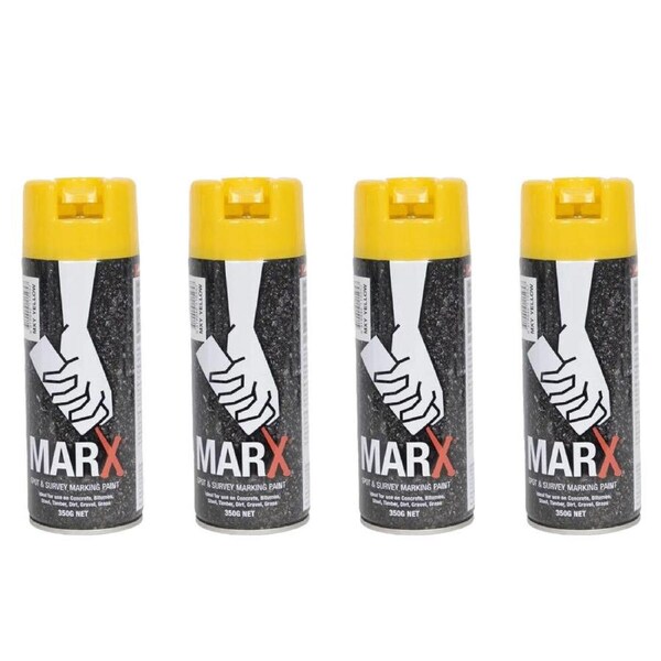 4PK AgBoss Marx Spot and Survey Construction Spray Paint Can 350g Fluro Yellow