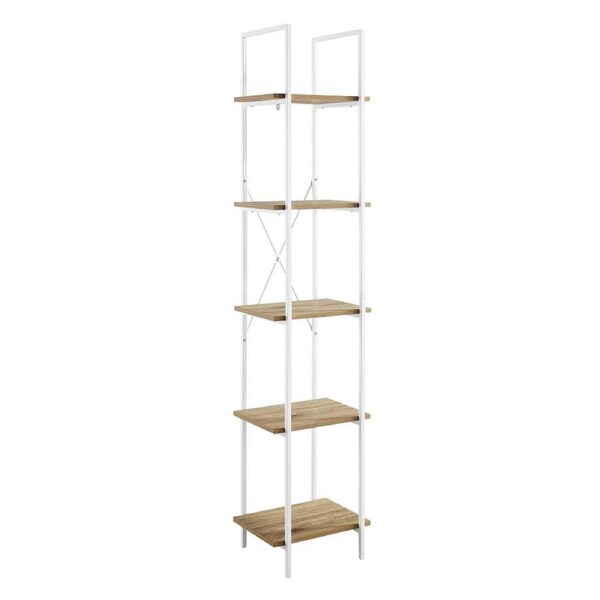 Hadley Bookshelf Display Shelf 40cmW 5 Tier Industrial White and Oak