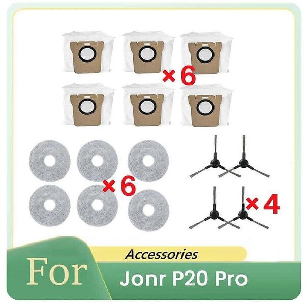 16 Pcs for P20 Pro Sweeper Accessories Main Side Brush Filter Rag Dust Bag