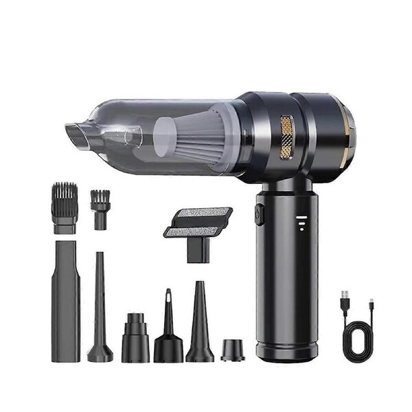 Car Vacuum Cleaner Portable High Power Handheld Brushless Motor Cleaning Machine Air Duster for Home Appliance Black