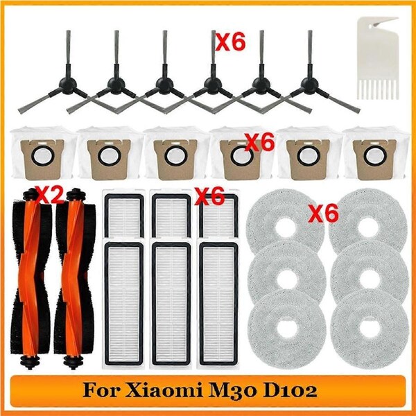 For M30 D102 Vacuum Cleaner Spare Parts Main Side Brush Mop Pad Cloth Dust Bags Hepa Filter Replacement Parts