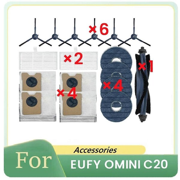 15 Pcs for Omni C20 Sweeping Robot Accessories Cleaner Parts Replacement Main Side Brush Mop Filter Set Dust Bag