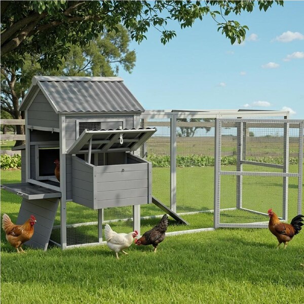 228cm X 150cm X 130cm i.Pet Chicken Coop Rabbit Hutch Large Wooden Run Bunny Cage House Outdoor