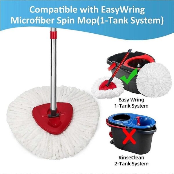 Replacements Head for EasyWring 1-Tank Spin System Mop Heads Microfiber Mop for Kitchen Home