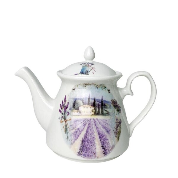 Elegant Kitchen Teapot Lavender China Tea Pot in Giftbox