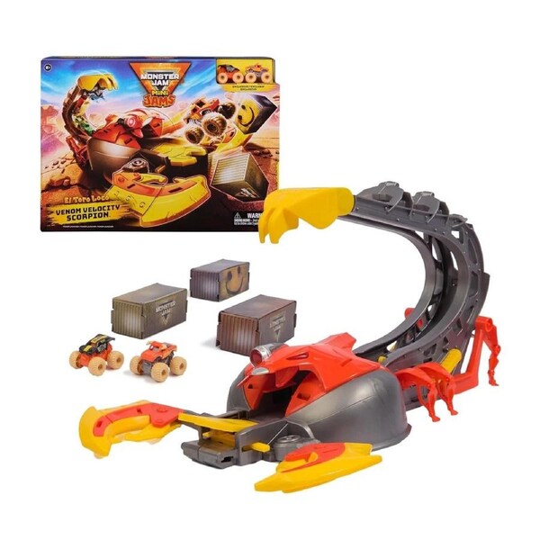 Monster Jam El Toro Loco Venom Velocity Scorpion Playset Mini Trucks Ages 3+
