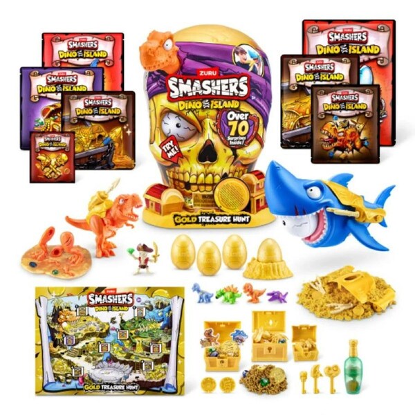 Smashers Dino Island Gold Treasure Hunt Playset with 70+ Surprises Ages 3-12