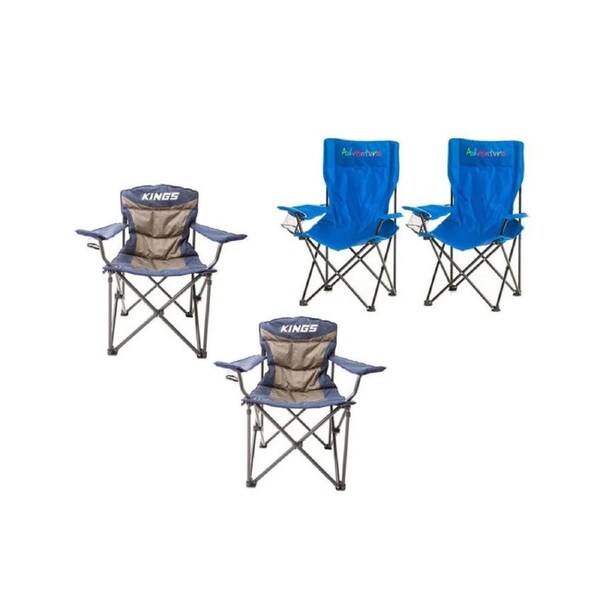 2x Throne Camping ChairRated 300kg Thick Padding+ 2x Kid's Camping Chair