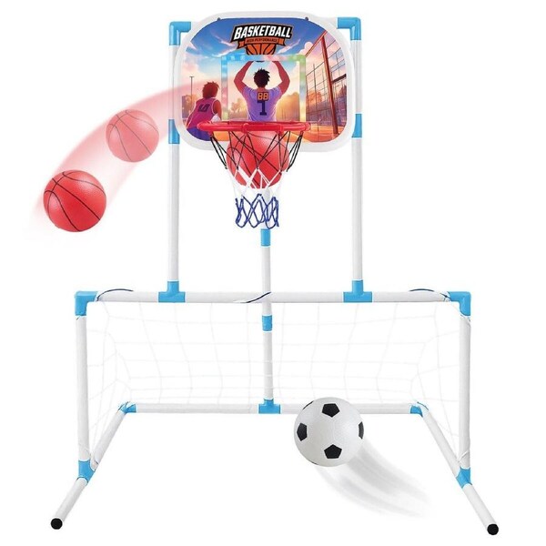 Kids Basketball Hoop Soccer Goal Net Stand Arcade Game Set LED Electronic Scorer Children Sports Play Scoreboard Outdoor Indoor Activity Football Gate