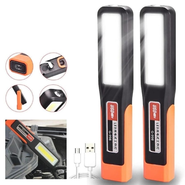 Cordless Magnetic Rechargeable LED Work Light for Garage Use 2pcs Pack