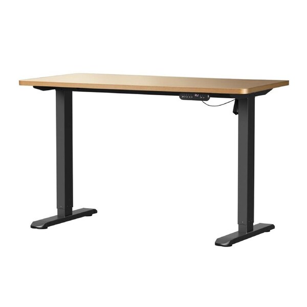 Oikiture 120CM Electric Standing Desk Single Motor Frame with Tabletop 3 Colour Black Frame/120cm OAK Tabeltop