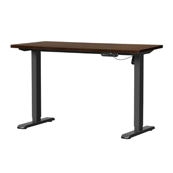 Oikiture 120CM Electric Standing Desk Single Motor Frame with Tabletop 3 Colour Black Frame/120cm Walnut Tabeltop