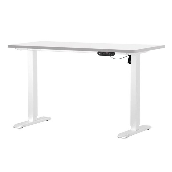 Oikiture 120CM Electric Standing Desk Single Motor Frame with Tabletop 3 Colour White Frame/120cm White Tabeltop